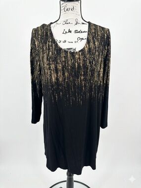 ⚠️JM Collection Black Top with Gold Logo Detailing